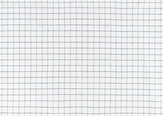 Krumble Theedoek met kleine blokjes - Ruitpatroon - Theedoeken - Glazendoeken - Keukendoeken - Vaatdoek - Katoen - Wit met zwart - 40 x 60 cm