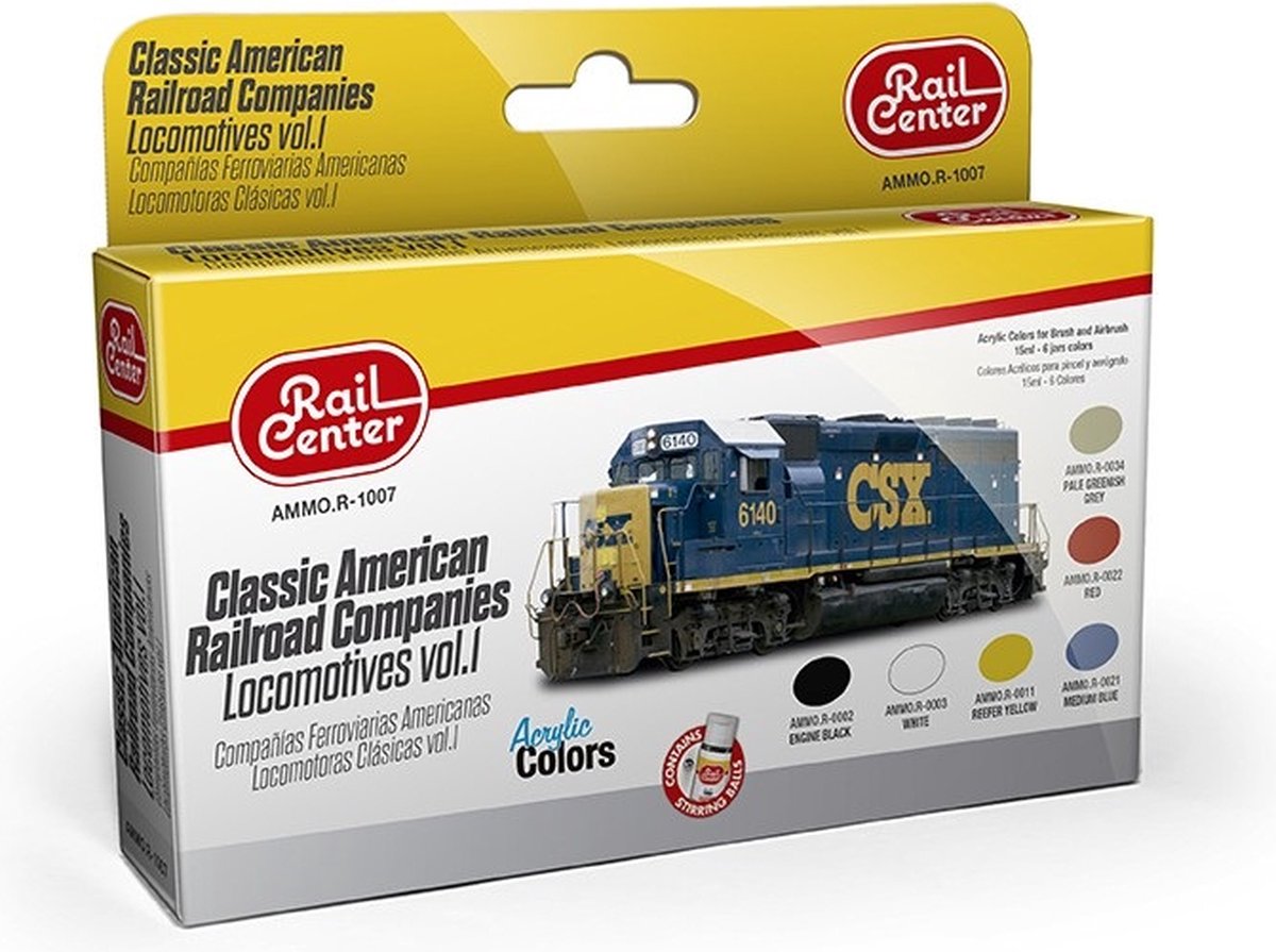 AMMO by Mig Jimenez Hobbyverf Acrylverf - MIG R1007 Cl. American Railroad Companies Loc Vol 1 - Acryl Set Verf set - 6x 17 ml