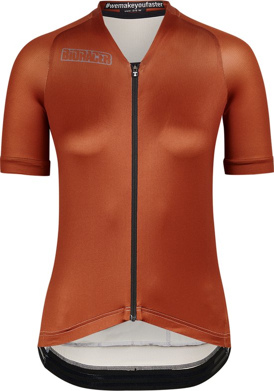 BIORACER Wielershirt Dames korte mouw - Model Icon Metalix - Oranje - Maat L - Fietskleding voor Dames