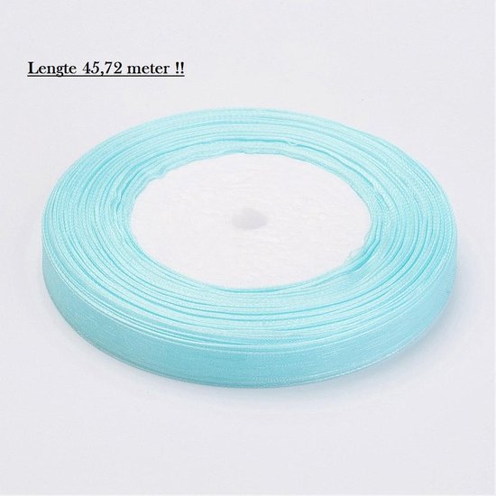 Satijn lint licht blauw met baby blokken 15 mm breed 5 meter - alles