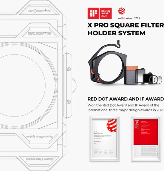 Kit Filtre K&F Concept Filtre CPL 95mm + Filtre 100x100mm ND1000 + Porte-Filtre + 4x Bague Adaptateur Filtre 67/72/77/82mm