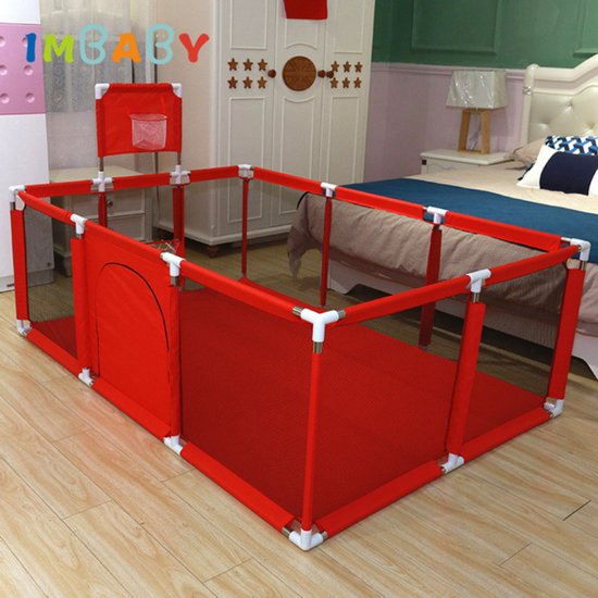 Grondbox Baby Kinderbox, Opvouwbaar Voor Binnen En Buiten, Met Antislip Onderkant En Barrière, Oxford-stof (180 X 120 X 66 Cm, 50 Ballen, Zwart