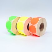 Blanco Stickers op rol 50mm - 3 kleuren - 1000 etiketten per rol - rood, geel, groen