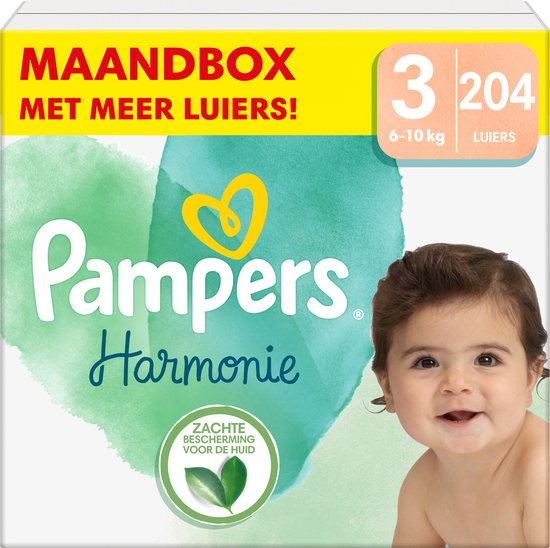 Weiland Graf Verslaafde Pampers Harmonie Luiers - Maat 3 (6-10kg) - 204 Luiers - Maandbox | bol.com