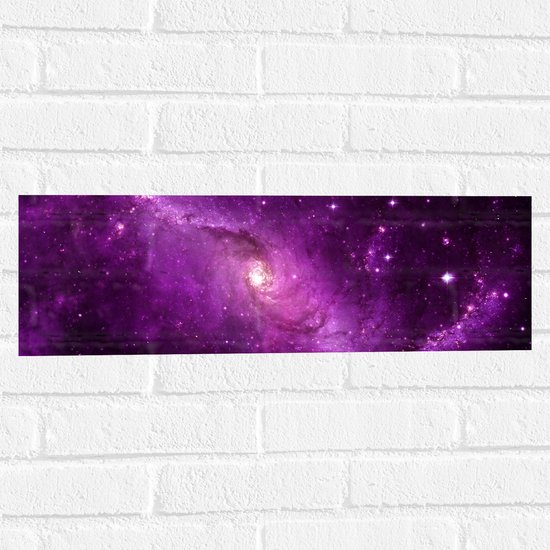Muursticker - Prachtige Paarse Galaxy Lucht met Sterren - 60x20 cm Foto op Muursticker