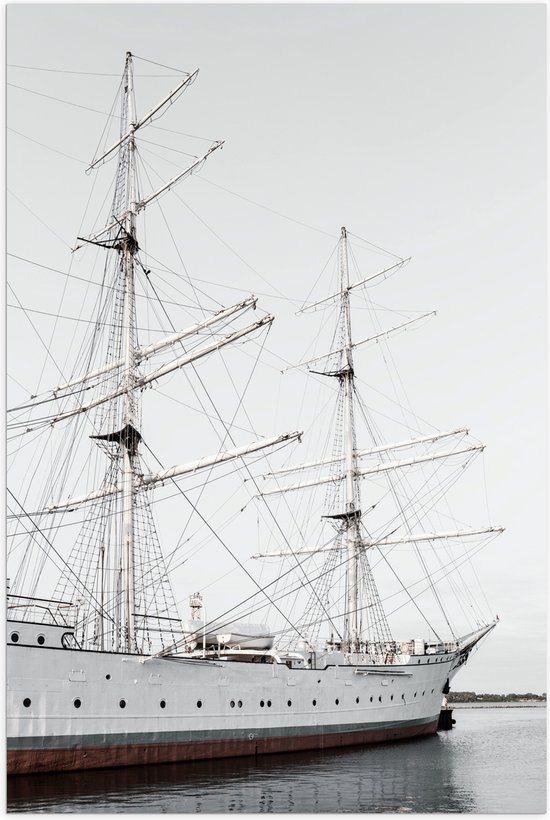 WallClassics - Poster Glossy - Bateau Witte sur Water - 50x75 cm Photo sur Papier Poster avec Finition Brillante