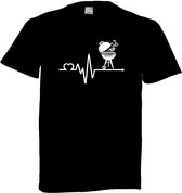 Grappig T-shirt - hartslag - heartbeat - bbq - barbecue - maat 6XL