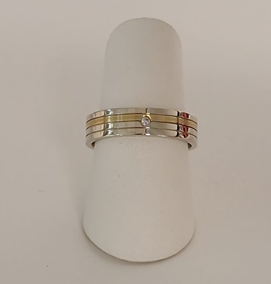 trouwring - heren - Aller Spanninga - 394 - 14 karaat - wit/geelgoud – sale juwelier Verlinden St. Hubert van €1088,= voor €708,=