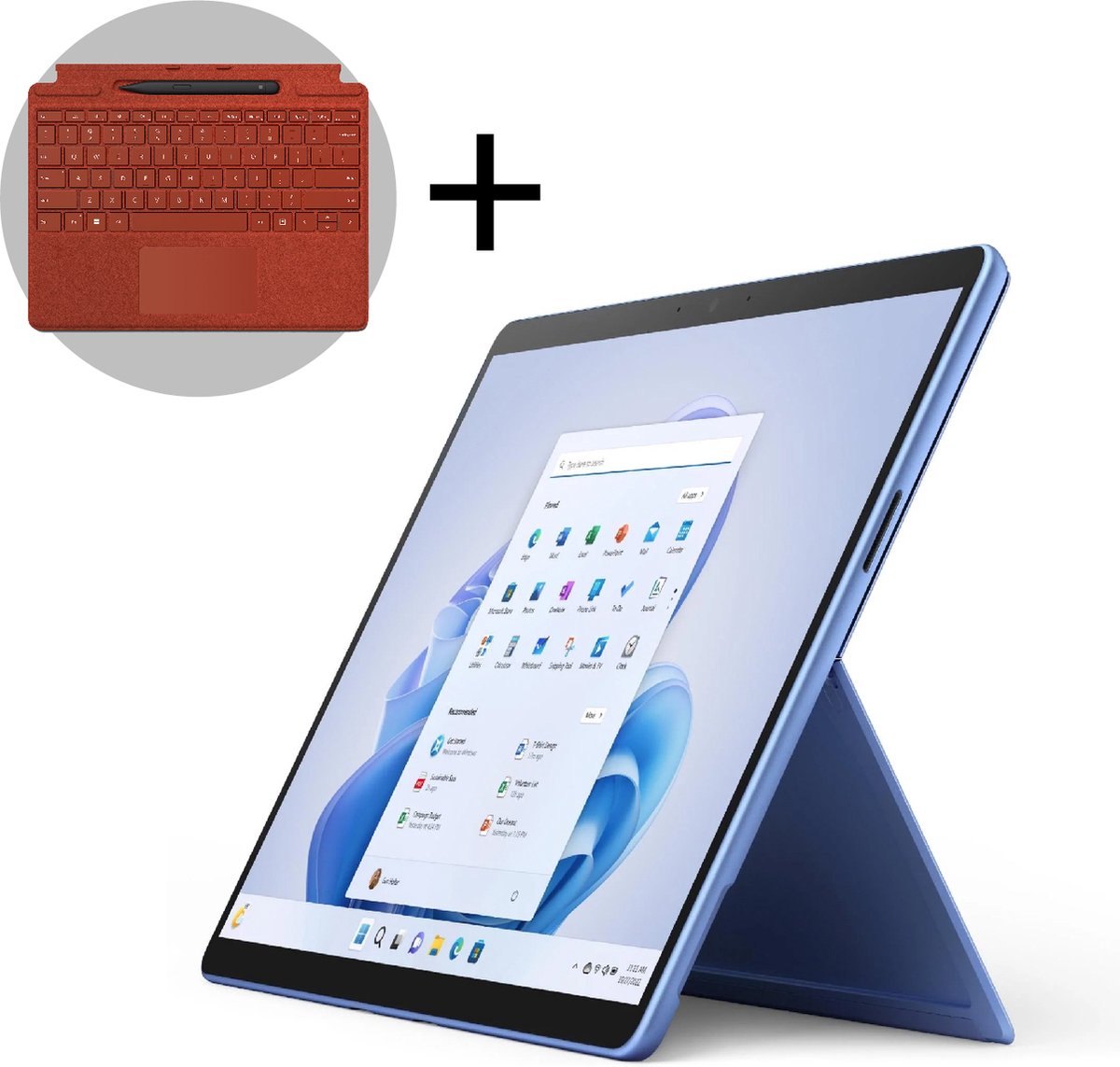 Microsoft Surface Pro 9 - Touchscreen - i5/8GB/256GB - 13 Inch - Sapphire + Signature Type Cover + Pen - QWERTY - Poppy Red