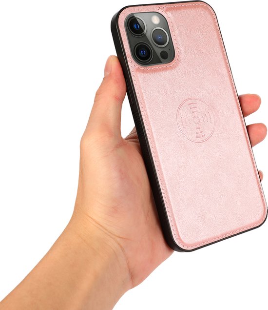 Perfeqt geschikt voor iPhone 14 Pro Max Uitneembare leer BookCase Hoesje - Rose Gold