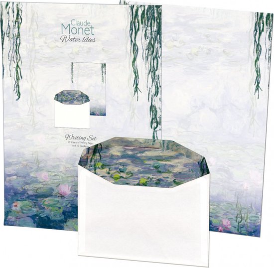 Foto: Bekking blitz briefpapier 10 vellen briefpapier inclusief enveloppen kunst uniek design bloemen waterlelies water lilies claude monet