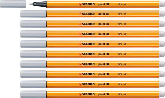STABILO point 88 - Premium Fineliner - Fine 0,4 mm – Licht grijs– Doos 10 stuks