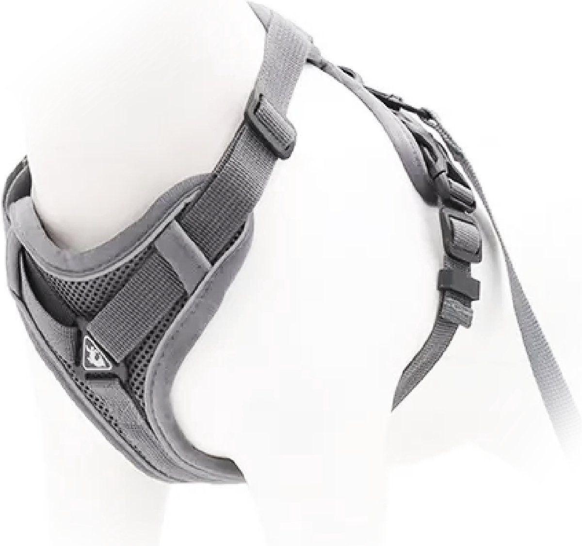 AiTodos Anti-trek Hondentuig M – Zwart/Grijs, Verstelbaar, Reflecterend, Voor Kleine & Middelgrote Honden