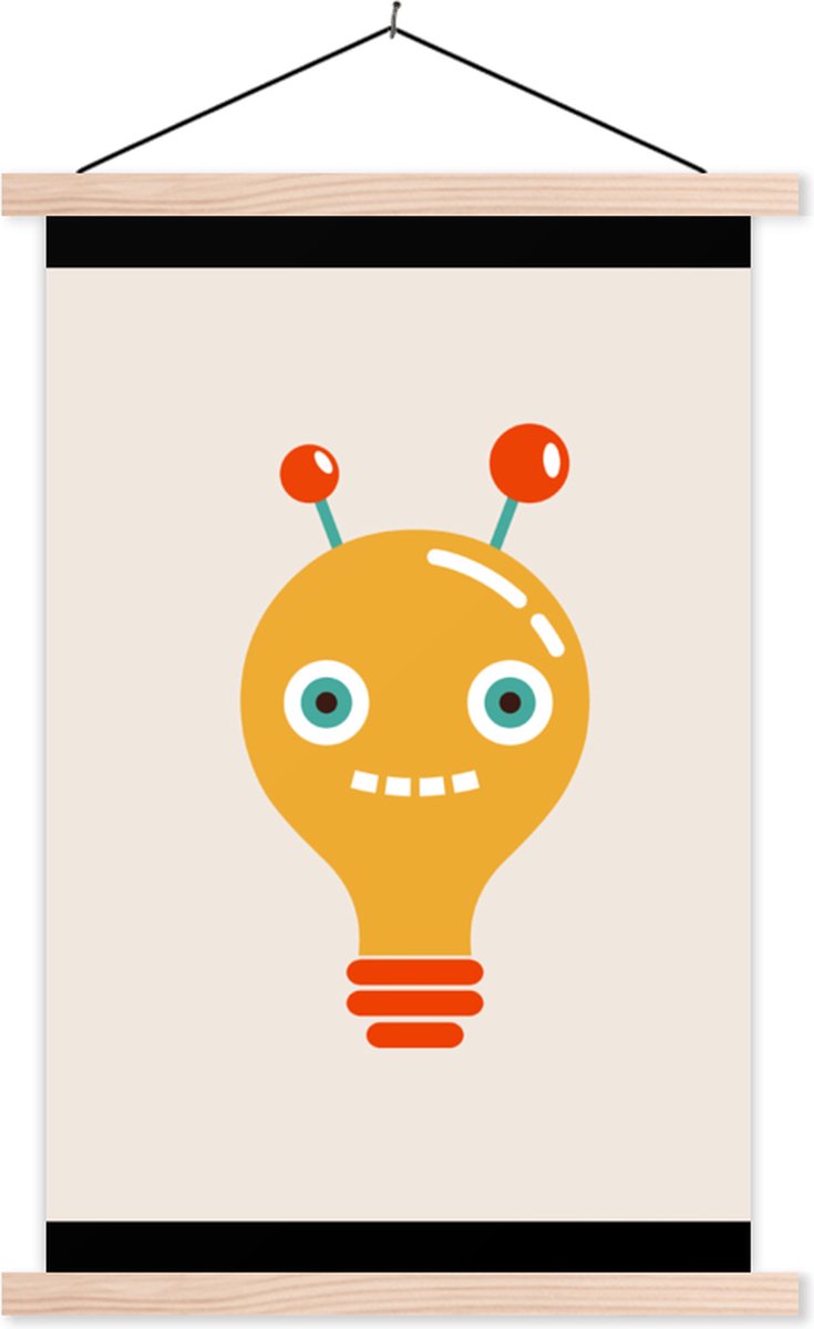 Posterhanger incl. Poster 120x160 cm - Schoolplaat - Robot - Gloeilamp - Gezicht - Antenne