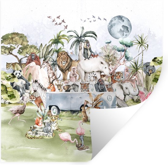 Muursticker kinderkamer met dieren jungle Muursticker kinderkamer met dieren jungle