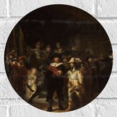 Muursticker Cirkel - De Nachtwacht, Rembrandt van Rijn, 1642 - Oude Meesters - 30x30 cm Foto op Muursticker