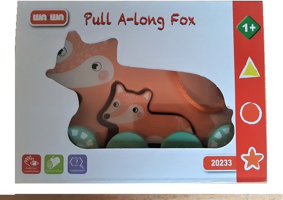 Houten trekfiguur vos met jong - baby vosje van Small Foot — afbeelding 2