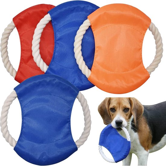 Frisbee pour chien, Forreen 4 pièces Jouets pour chien Frisbee Corde en  coton naturel