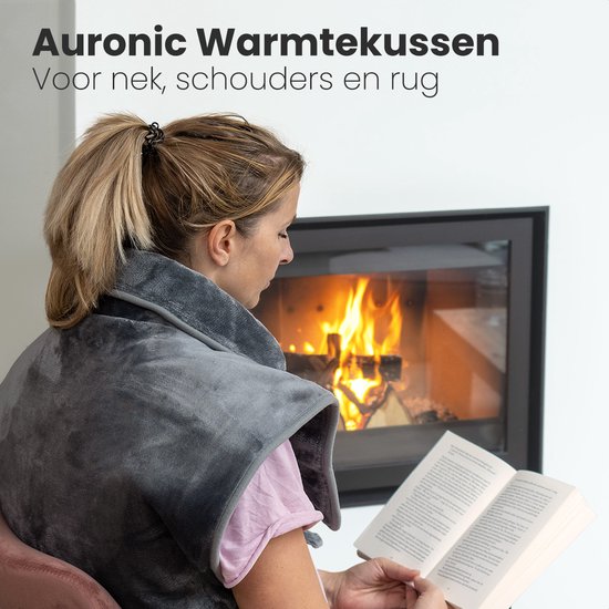 Auronic Warmtekussen - Elektrisch - Nek en Schouders - Wasbaar - Grijs