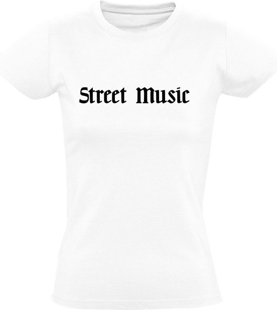 Street Music Dames Tshirt muziek Rock Band Rock & Roll straatmuzikant Wit bol