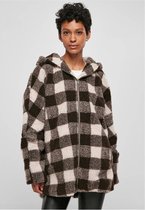 Urban Classics - Hooded Oversized Check Sherpa Jacket - M - Bruin/Roze