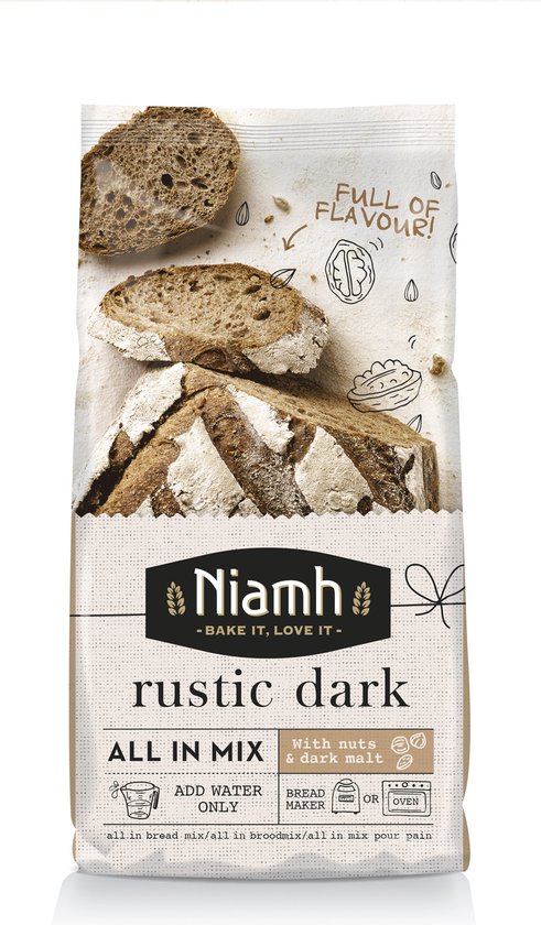 Niamh Rustic Dark - All-in mix pour pain - 1 kg