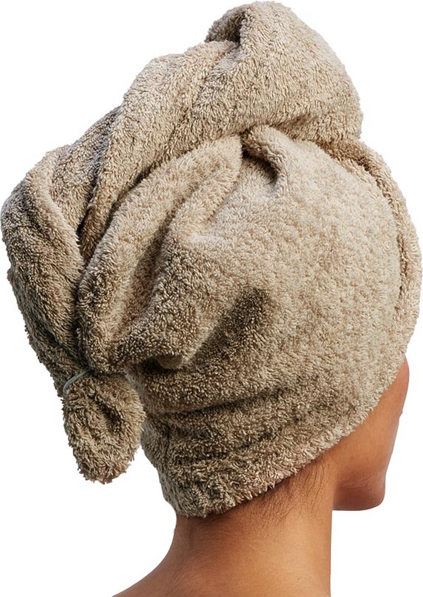 Yumeko haarhanddoek terry warm taupe - Bio, eco & fairtrade