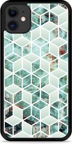 iPhone 11 Hardcase hoesje Groen Hexagon Marmer - Designed by Cazy