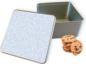 Biscuit Tin Blue Doodle Square - Boîte de rangement 20x20x10 cm