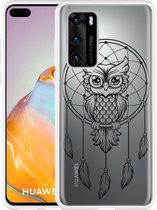 Huawei P40 Hoesje Dream Owl Mandala Black Designed by Cazy