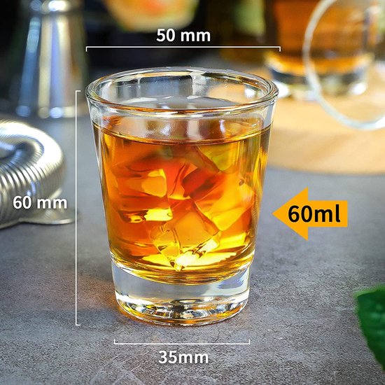 Shot Glasses Set van 24 Bulk Shot Glasses 2 oz/60 ml Clear Round Shot Glass Heavy... bol
