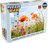Puzzel Bloemen - Klaproos - Lente - Natuur - Rood - Blauw - Legpuzzel - Puzzel 500 stukjes