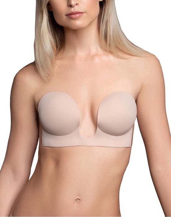 Bye Bra Naadloze U-Stijl Bh, Plakbeha, Zelfklevende Bh, Strapless En Rugloze Bh, Push-Up Bh, Cup A-E, Beige, A