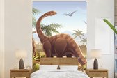 Behang kinderkamer - Fotobehang Dinosaurus - Landschap - Tropisch - Kinderen - Jongens - Breedte 145 cm x hoogte 220 cm - Kinderbehang