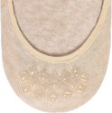 Socquette en coton beige avec bordure beige clair et picots au talon.