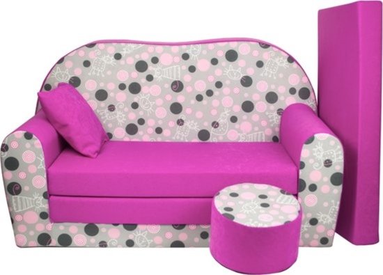 Kinder slaapbank - 100x50x60 cm - poesjes - roze