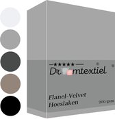 Bol.com Droomtextiel Flanel Velvet Velours Hoeslaken Grijs Eenpersoons 90x200 cm - Hoogwaardige Kwaliteit - Fluweel Zacht aanbieding