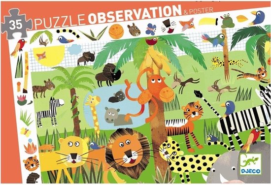 DJECO Puzzle Observation - Jungle - 35 Pièces