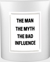 sleutelhanger wereld - The Man, The myth, The bad influence Mok met opdruk - papa/vader - Papa - collega - Grappige tekst - 350 ML inhoud