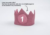 Verjaardagskroon | Twinkle Pinkle - Roze met glitter / Meisje verjaardag kroon met leeftijd naar keuze (standaard 1 jaar) - Stoffen kroon handgemaakt & duurzaam