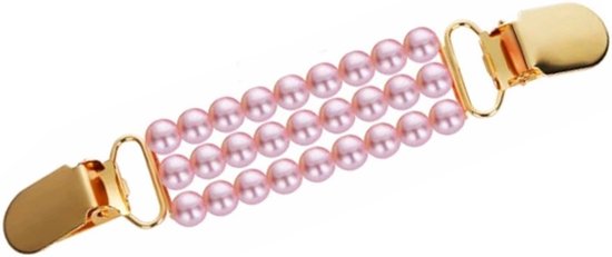 Fako Bijoux® - Fermeture cardigan - Clip cardigan - Clip cardigan - Perles roses - Doré