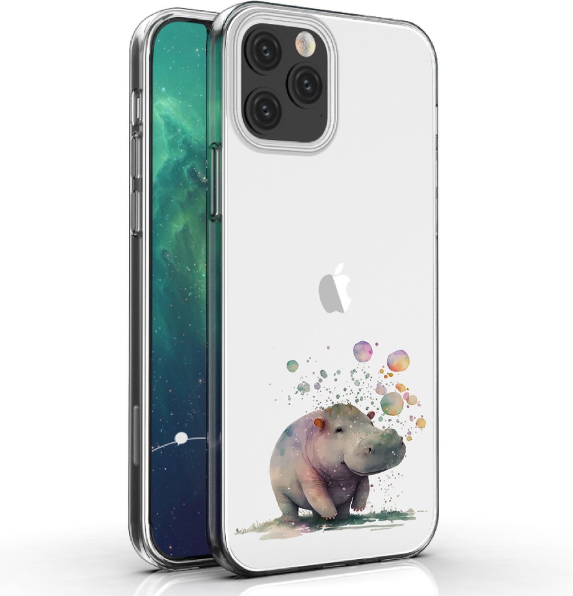 Apple Iphone 12 Pro Max telefoonhoesje transparant siliconen hoesje - Nijlpaard