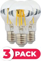 TrixLine Zilver Kopspiegel LED E27 - 8W (75W) - Koel Wit Licht - Niet Dimbaar - 3 stuks