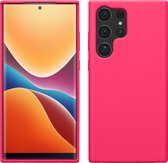 kwmobile telefoonhoesje geschikt voor Samsung Galaxy S23 Ultra - Hoesje met siliconen coating - Smartphone case in neon roze
