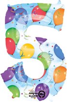 Grote "5" Ballon & Serpentines Folie Ballon 66 x 88 cm