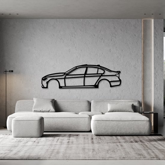 Décoration Murale En Métal Silhouette BMW F30 Série 3 (80 Cm) - Noire - Pour Garage Ou Bureau - Neuf