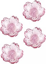4 Pièces - Set de Vaisselle Sakura en Verres - Coupes à Trempette - Kom Fleur de Cerisier - Kom à Dessert - Bol Amuse - Design 3D - Diamètre 8cm - Rose
