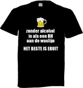Grappig T-shirt - bier - alcohol - feestje - kermis - carnaval - maat S