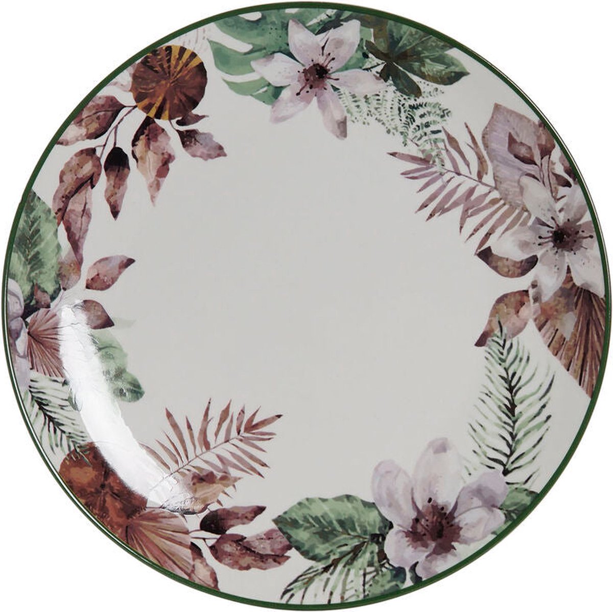 Platt tallrik DKD Home Decor Blommor Porselein (27 x 27 x 2 cm)