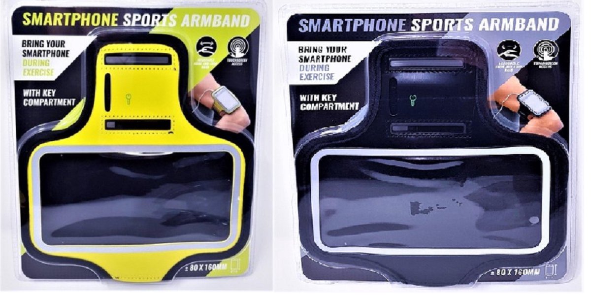 Smartphone Sport Armband - 2 Stuks - Geschikt Voor Telefoons met afmeting 80x160 mm - Met Touchscreen - Waterdicht - Veilig - Sleutelhouder